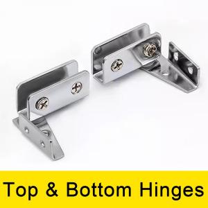 Stainless Steel No Drill Frameless Tempered Glass Cabinet Hinge and Magnetic Touch Top Bottom Pivot