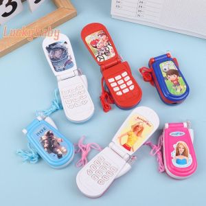 1pc Lovely Kids Music Lighting Early Education Vintage Flip Analog Mobile Phone Toy Parent Child Interactive Girl Holiday Gift new