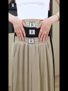 High Waist Ice Silk Palazzo Pants Women Loose Straight Leg Trousers Slim Fit Long Pants For Petite