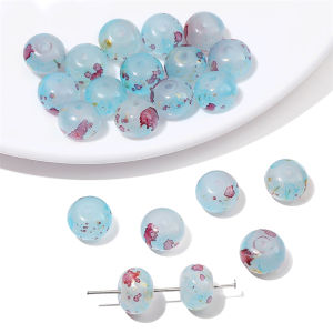 10x8mm 30pcs/bag Glass Halo Dyed Gold Foil Flat Round Beads For DIY Necklace Bracelet Jewelry Making