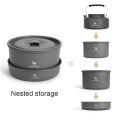 CAMELCROWN Portable Aluminum Alloy Lightweight Camping Pot Set Outdoor Picnic Hiking Cooking Pan Pot Kettle Cookware Set Folding Storage. 