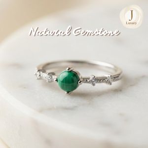 Turquoise Silver-Plated Ring with 5mm Turquoise Gemstone – White Finish (ADJUSTABLE RING)