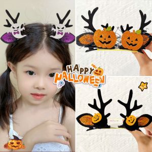 APPOINT Dark Style Halloween Hair Clips Pumpkin Ghost Deer Antlers Fashion Double Ponytail Side Clip Happy Halloween Day Dress Up Cute Children Barrettes Baby Girls