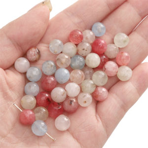 10pcs 8mm Natural Colored Faceted Beads Loose Spacer Beads For Handmade Bracelet Necklace Earring Keychain DIY Craft Jewelry Making Accessories