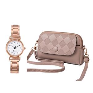 Buy 1 Take 1 Women Quilted Crossbody Bag with Free Quartz Wrist Watch Fashion PU Leather Sling Shoulder Bag Local Shipping