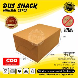 (25) Dus Snack Box Non Laminasi Kraft 275 gsm Kotak Kue Fried Chicken Roti Bakar Martabak Singkong Keju