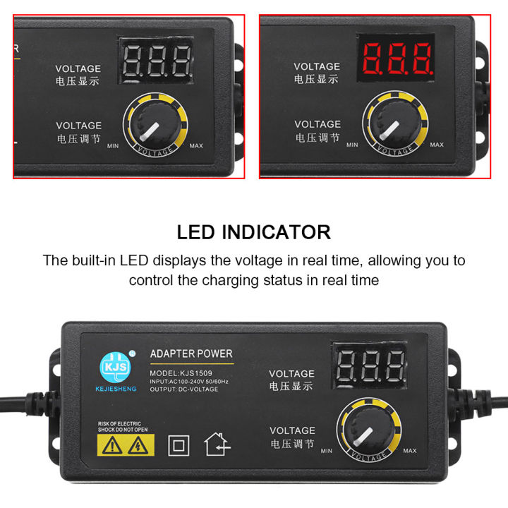 Adjustable ON OFF Adapter AC 100V 240V DC 3V 5V 6V 9V 12V 15V 16V 17V 18V 19V 20V 21V 22V 23V