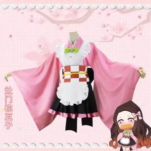 Kimetsu No Yaiba cos Clothing   Kannonji Miris Butterfly Ninja Kira Hanakiras Maid Outfit Kimono   Midozi Set