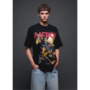 Hakii เสื้อยืด คอกลม สีดำ Heavy Cotton 100% Oversized Black T-Shirt