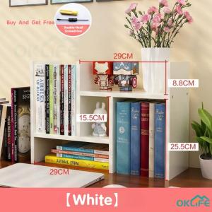 [OKLIFE. SG]Adjustable Desktop Shelf Organizer Office Table Rack Desk Organiser Shelf  Desk book shelf