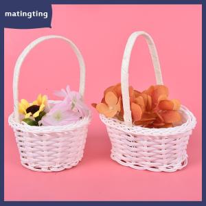 matingting 1pcs tay dệt mini nhựa dệt lưu trữ vải Giỏ Mây Trà Dã Ngoại Túi