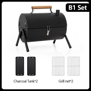 Barbecue Grill Charcoal Griller With Cover Outdoor Smoke Griller Cooking Portable BBQ Grill Foldable Camping Charcoal Stove Barbecue Stove