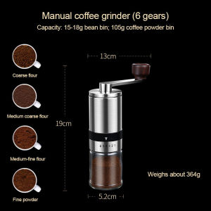 six grades adjustable Manual Grinder Portable Hand Coffee Grinder with ceramic burr grinder..