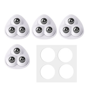 4Pcs Self-Adhesive Universal Wheel Triangle 3 Beads Furniture Rollers Swivel Casters Stainless Steel Beads for Furniture Trash Can