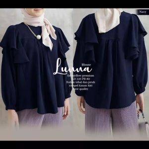 Baju Atasan Dewasa Terbaru Luna Blus Bahan Crinkle Airflow Blouse Oversize Wanita Jumbo Ootd Remaja Korean Style Kekinian Blus Viral Outfit Casual Jalan Jalan