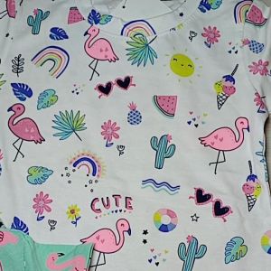 FLAMINGO GIRL TSHIRT SIZE 1-6Y FULL PRINTED PREMIUM COTTON SIZE 1-6Y