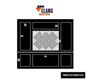 PAKET SATU DINDING MOULDING SINGLE & KACA CERMIN TINGGI 3 METER X LEBAR 3.5 METER