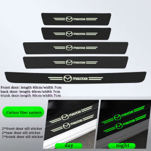 9pcs/set carbon fiber  leather car sticker glow in the dark car door side step sill  sticker anti car scratch carbon fiber sticker car door sill sticker  for MAZDA 2 3 5 6 CX3 CX4  CX5 CX7 CX9