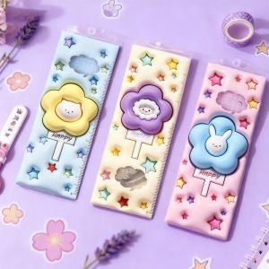 LAZ nigori Bộ thước kẻ hoạt hình dễ thương cho trẻ em-công cụ hình học 4 mảnh với thước đo góc hình tam giác và hình đồ dùng học tập cạnh thẳng hoàn hảo