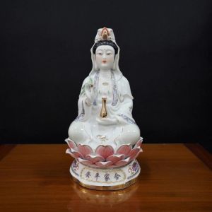 Tượng Phật Bà Quan Thế Âm Bồ Tát Bằng Sứ Cao Cấp Cao 60cm - Tượng Quan Âm Ngồi Đài Sen Đồ Cúng Bát Tràng Sang Trọng