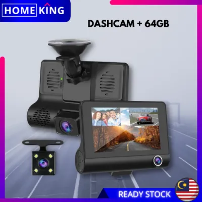 HOMEKING | FREE 64GB Memory Card 3 in 1 Dash Cam Car Camera DVR HD 1080P 170 Wide Angle Cycle Recorder G-Sensor 3 IN 1 Dashcam
