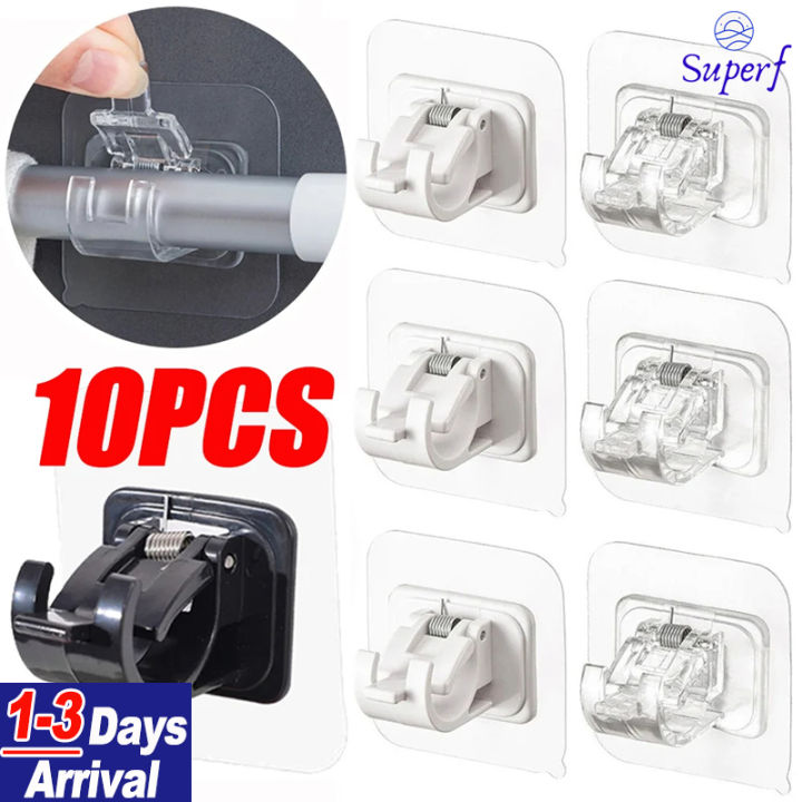 【From Manila】10Pcs Curtain Rod Clips Bracket Self Adhesive Wall