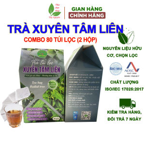 Xuyên tâm liên (combo 2 hộp - 80 gói) trà túi lọc xuyên tâm liên tô diệp hoa kim ngân bảo vệ đường hô hấp cảm cúm ho phổi
