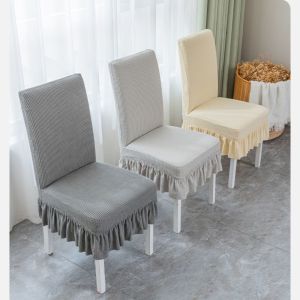 Thick Skirt Dining Chair Covers Stretchable Universal Knitted Thick Elastic Antifouling Seat Cushion