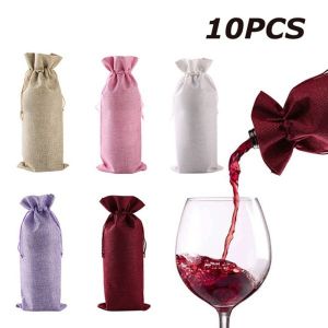 QFV5F Red Wine 750ml Party Decoration Burlap Wedding Gift Packaging Bag Champagne Pouch Wine Bags Wine Bottle Covers