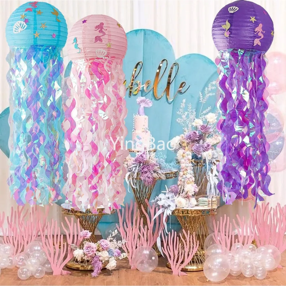 ▫ Mermaid Theme Party Decor DIY Jellyfish Paper Lantern Summer