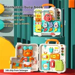 Baby Montessori Busy Board Mainan Sensori Montessori 63 in 1 Fine Motor Skill Sensory Cognitive Gift