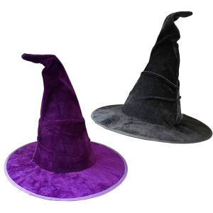 Classical Witch Hat With Crushed Texture And Wire Reinforced Brims For Halloween Costume Parties Stage Performs