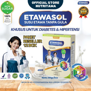 Etawasol Susu Kambing Etawa 100% Tanpa Gula Untuk Gula Darah Diabetes Hipertensi Penafasan & Nyeri Sendi Kemasan 250gram - Paket Reseller 12 Box