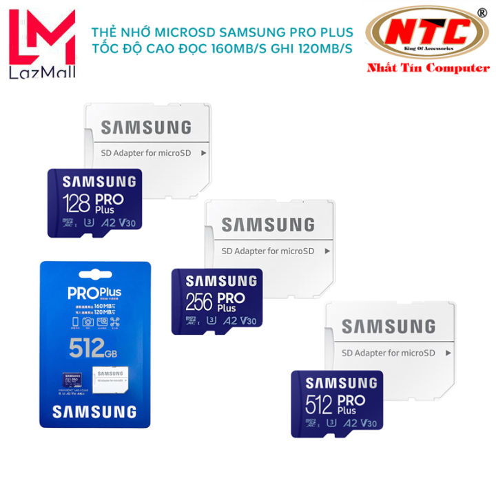 Thẻ nhớ MicroSDXC Samsung Pro Plus 128GB 256GB 512GB tốc độ