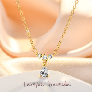 Lareyna Aravenda Kalung Wanita + Liontin S925 Korea Water Drop Crystal KL037