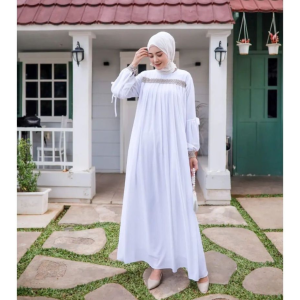 Ramadhani Dress -Gamis Putih Bordir Wanita Remaja Basic Lebaran 2024  size M-L-XL-XXL-3XL Dress Kondangan Korean Style Gamis Wanita Remaja Dewasa Jumbo Kekinian  Gamis Putih Polos Manasik Umroh Dewasa Haji Putih Mewah Jumbo Simpel Elegan Busui Terbaru