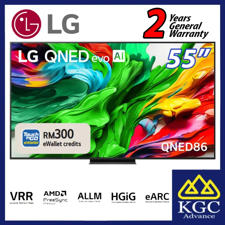 LG 55" QNED evo AI Smart TV Televisyen 55QNED86ASA Mini-LED 120Hz Gaming Mode* Dolby Vision & HDR10 4K UHD [TnG Redemption]