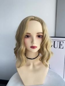 Short Curly Wig For Women No Bangs Water Wave Hair Wigs Middle Parting Hair Extensions Full Head Wig
