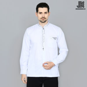 Baju Koko Putih Pria Lengan Panjang Dewasa Kemko Bordir Muslim Kemeja Taqwa Toyobo FD M L XL XXL