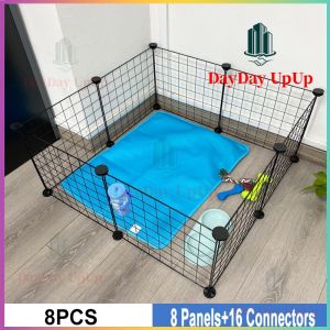 【Fast Deliver】Dog Cage Frame Steel Panel Extendable Pet Cage Dog Fence Stackable Pet Frame Steel Panel Extendable DIY Cat Cage Metal Wire Kennel Extendable