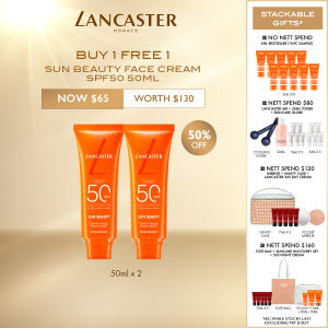 [BUY 1 FREE 1] Lancaster Sun Beauty Face Cream SPF50 50ml | Non-Greasy Non-Sticky No Whitecast | Lightweight Hydrating Smooth Finish