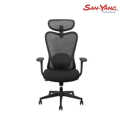 San-Yang Furniture Executive Chair Adjustable Headrest Mesh Black 400030