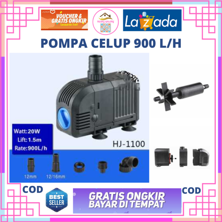 Pompa Air Celup Kolam Ikan Aquarium 900 Liter Per Menit L/H 20