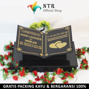 Batu Nisan Kuburan Model Bentuk Buku Makam Granit Full Ukuran 35X45 Plus Dudukan 35X45