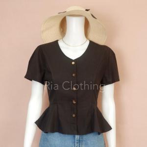 CANDICE Peplum Button down Polo Blouse Korean BKK Trendy Casual Top Officewear Women Ria Clothing
