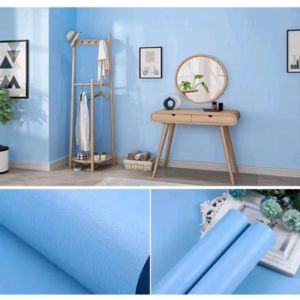 Wallpaper Dinding Ruang Tamu Warna Ungu Polos Solid Wallstiker Bahan PVC Premium Ukuran 1 Meter