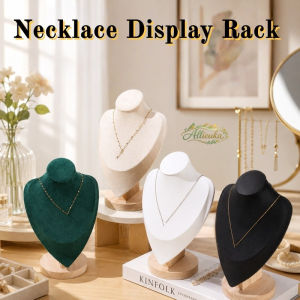 Allieuka Model Necklace Display Rack Jewelry Storage Rack Wooden Suede Show Suede Neck Display Props Bust