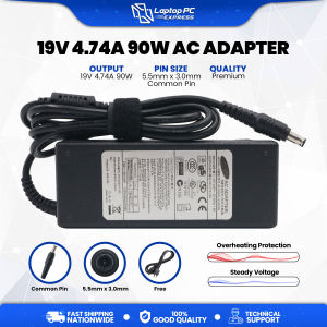 Laptop Charger 19V 4.74A 5.5mm x 3.0mm Compatible with Samsung NP350V5C-A08UK T8900 VM7700 P30 P27 XVC 1400 R700