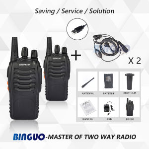 Baofeng 888S Walkie Talkie Set Of 2 Walkie Talkie UHF Two Way Radio Long Range Free Headset USB Charging Portable Handheld Radio Original