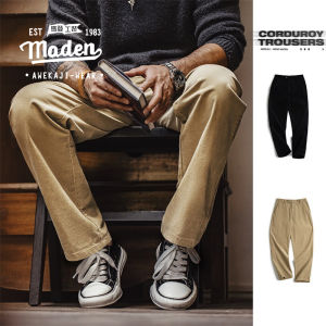 Maden thương hiệu Quần áo bảo hộ lao động phong cách 2026 mùa thu mới cho nam thanh niên quý ông người Mỹ Retro kaki Quần nhung kẻ giản dị quần ống đứng bố sang trọng sọc amikaki